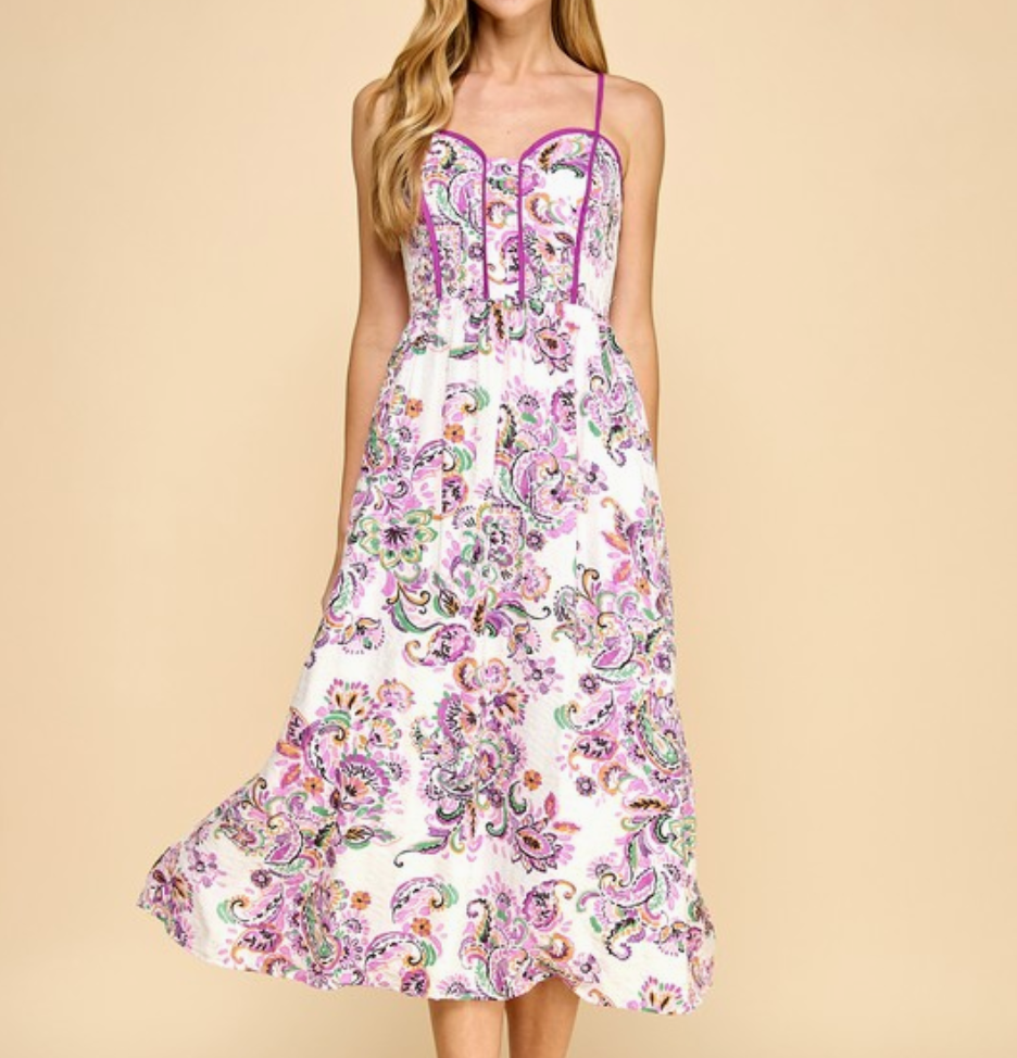 Purple Paisley Midi Dress | Bean + Ro