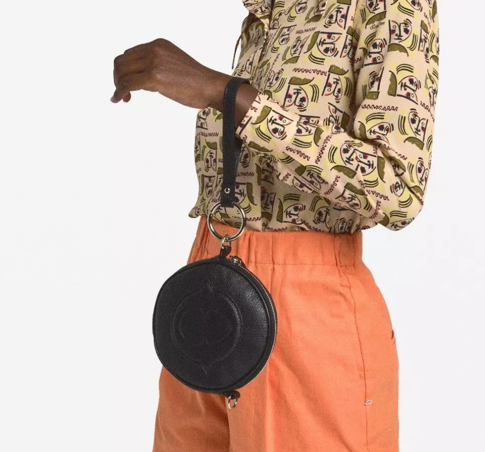 Black Leather Circle Bag Bean Ro