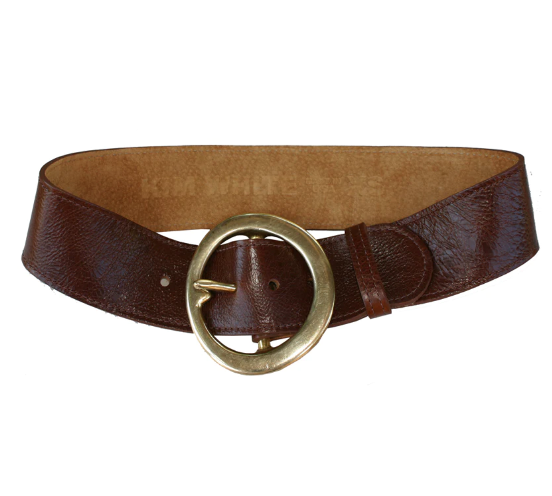 Cognac Chunky Waist Belt Bean Ro